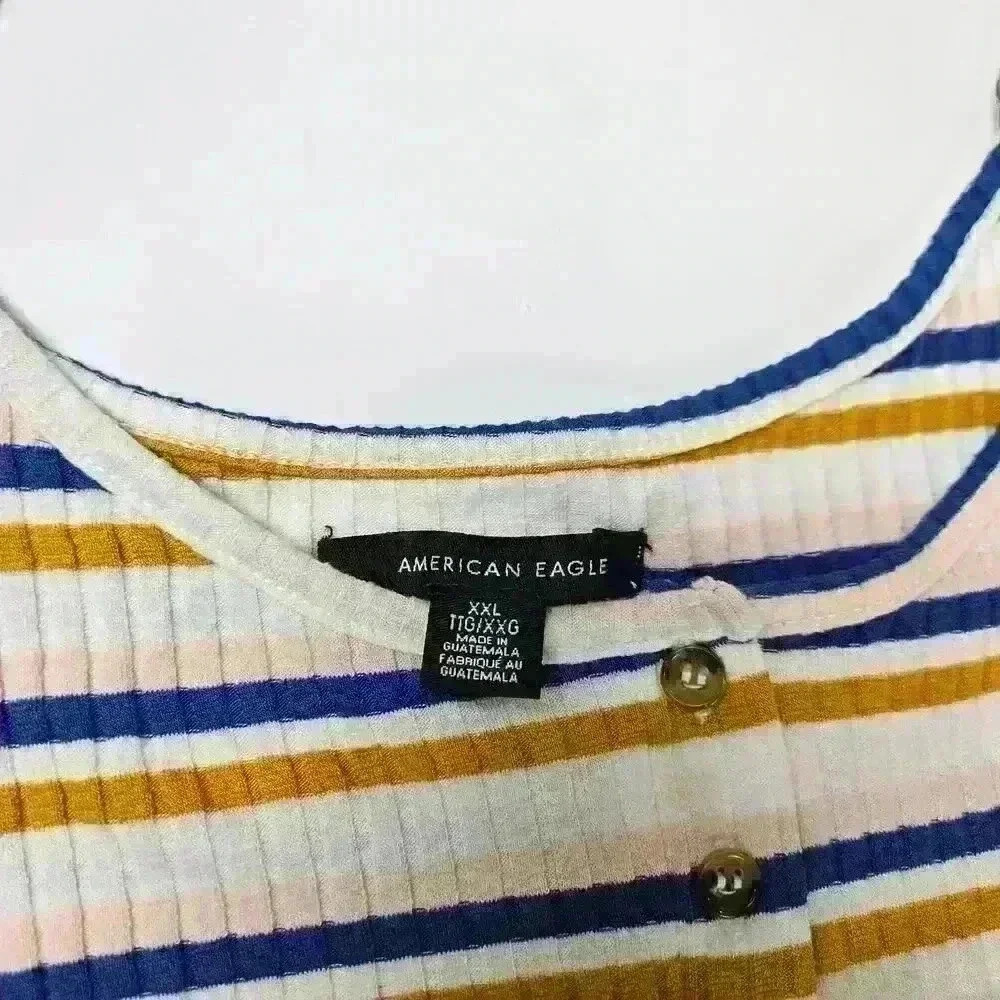 American Eagle Outfitters 90s Y2K Striped Cropped Spagetti Strap Cami Size XXL - Picture 3 of 5
